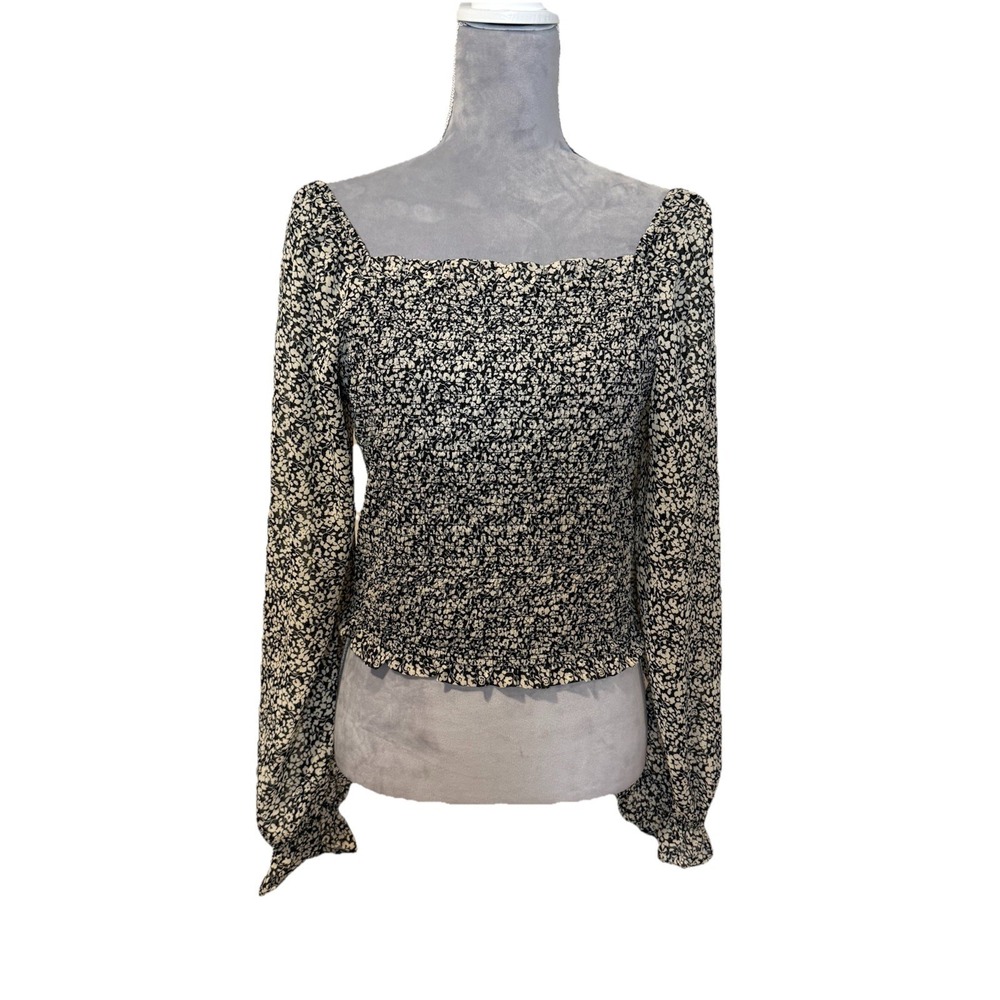 Japna Smocked crop top Womens Sz XL Floral Boho coquette milkmaid cottagecore